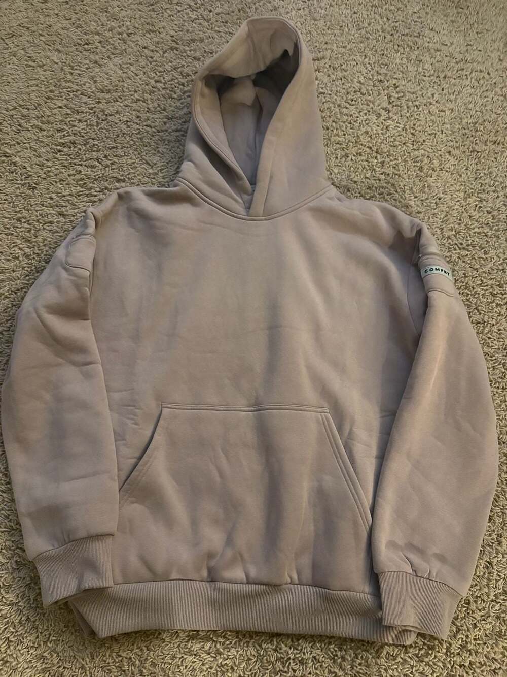 Comfrt Travel Essentials Hoodie Size L Neutral Beige Oversized
